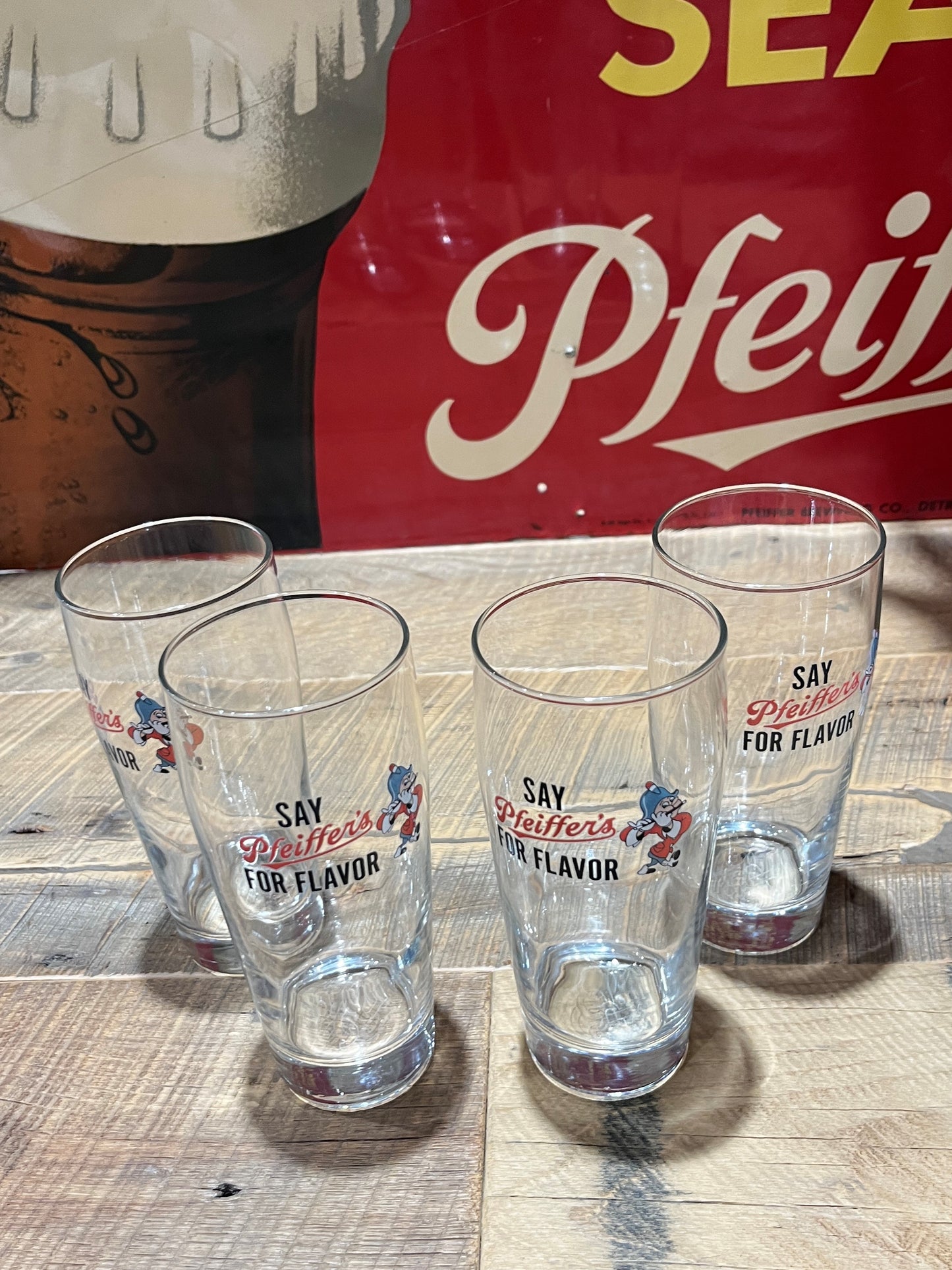 16 Ounce Pfeiffer's Famous Pint Glasses 4 Pack