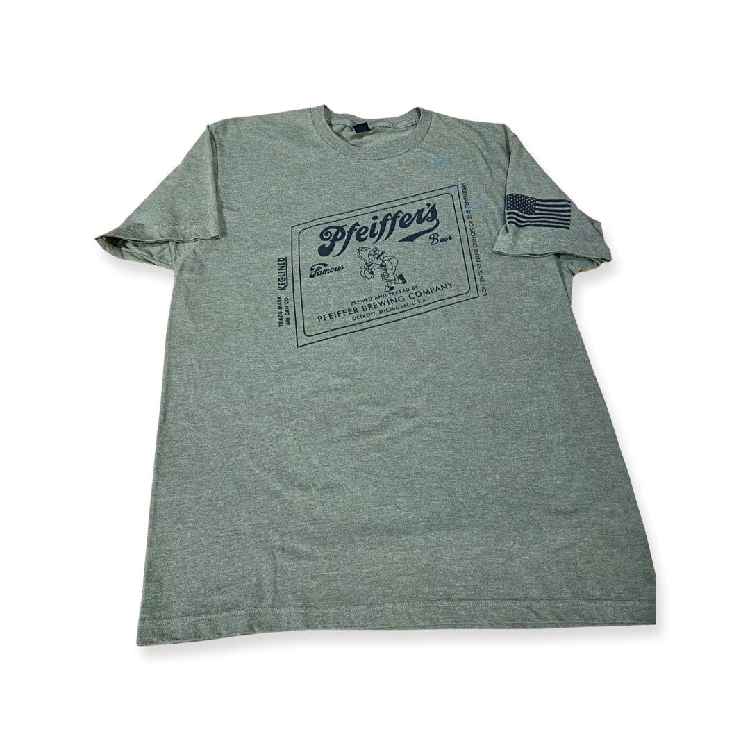 Pfeiffer's Famous WWI Throwback Can Label Green Tee