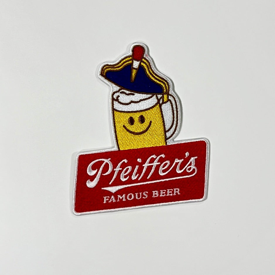 Pfeiffer's Famous Beer with Happy Mug Iron-on Patch