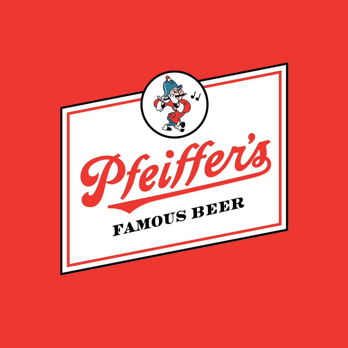 Red Pfeiffer’s Famous Label T-Shirt Logo