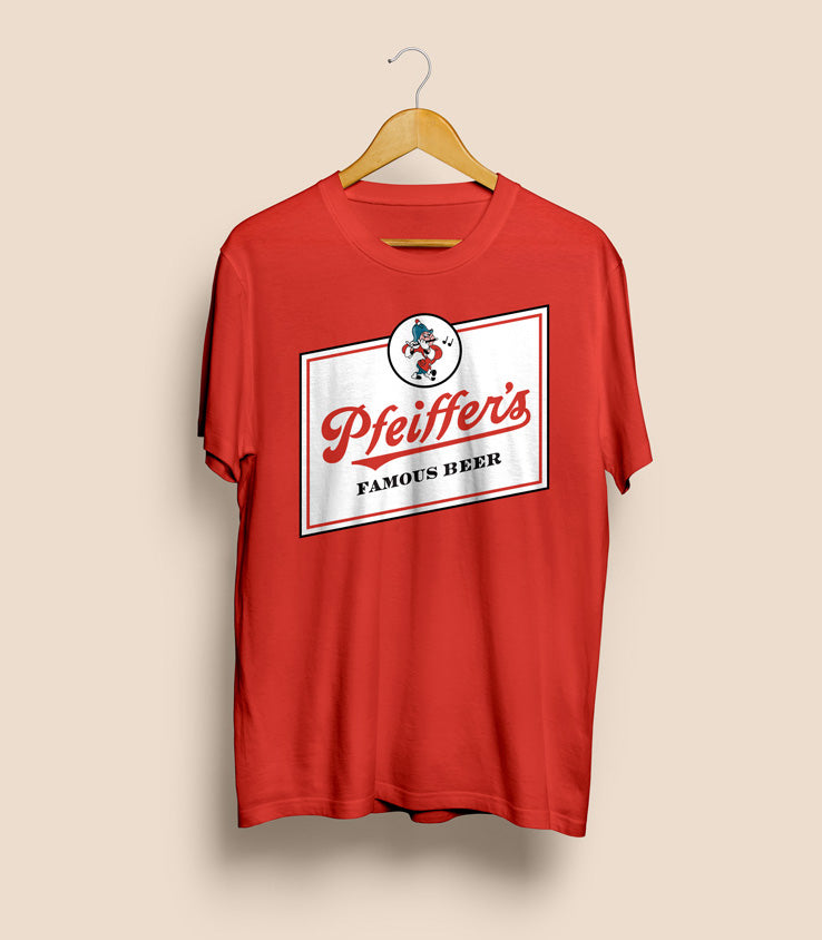 Red Pfeiffer’s Famous Label T-Shirt Front