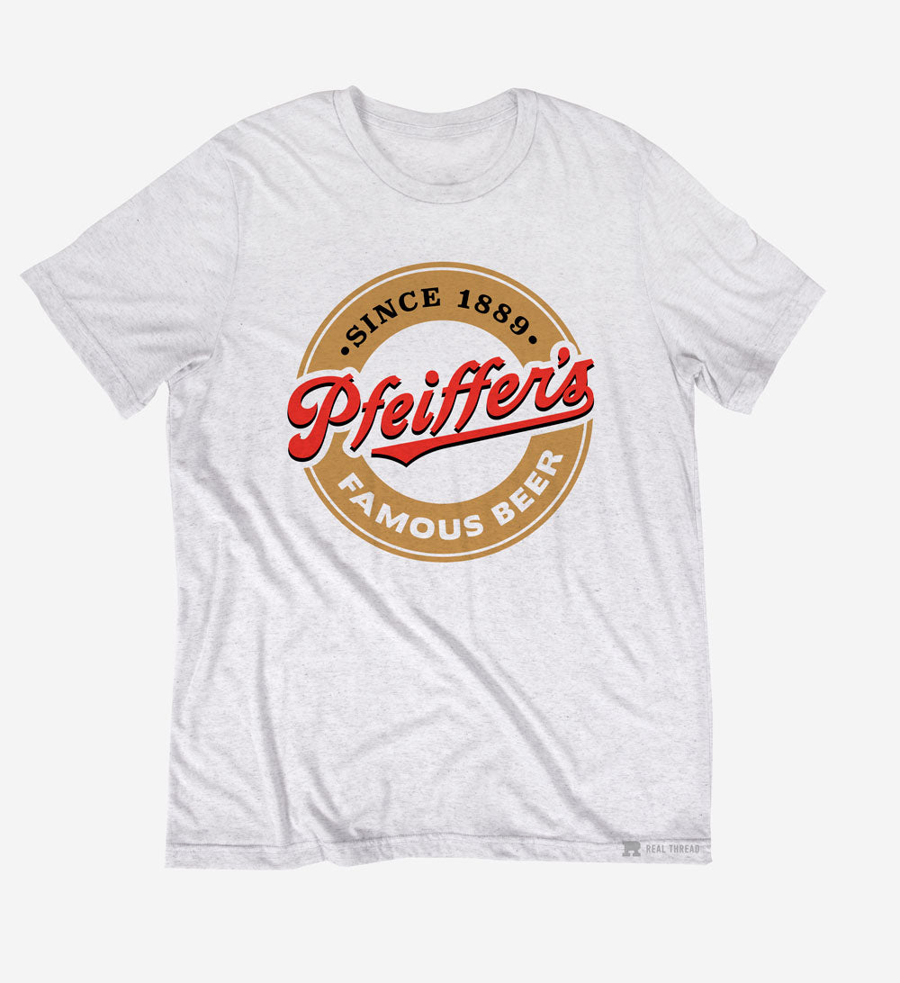 White Pfeiffer’s Beer Seal Tee Gold Logo